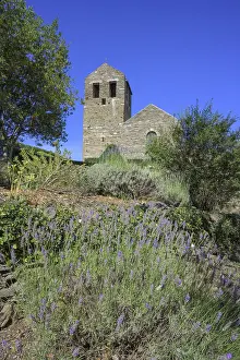 European Deserted Landscapes Prints: Lavender and behind it Prieure de Serrabone