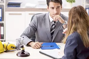Office Communication Skills Prints: Lawyer talking to client in office