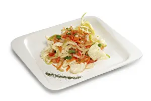 Fresh Cabbage Prints: Layout for menu. Spring salad with fresh cabbage
