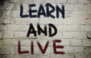 Education Symbolic Picture Prints: Learn And Live Concept