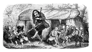 Engraved Vintage Illustration Art Prints: The legend of the bagpipe player