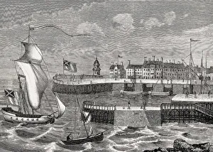 Leith Harbour, Edinburgh Print, circa 1700