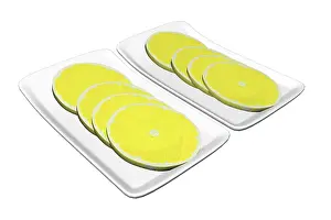 Bright White Background Food Photography Prints: Lemon slices served on rectangular ceramic plates