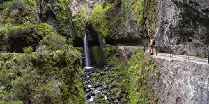 Madeira Waterfall Prints: Levada do Moinho, Waterfall in a gorge