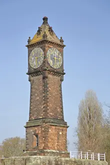 Brick Building Germany Prints: Level tower to display the water level in the lock