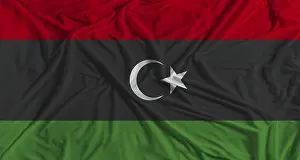 Textured National Symbol Prints: Libya flag with fabric texture background