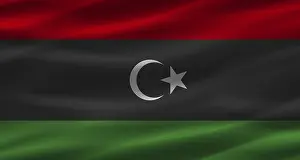 Fabric Texture Flag Prints: Libyan flag with fabric texture