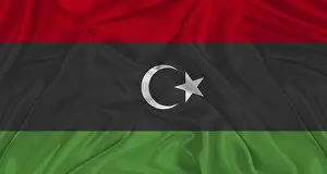 Fabric Texture Flag Prints: Libyan flag with fabric texture