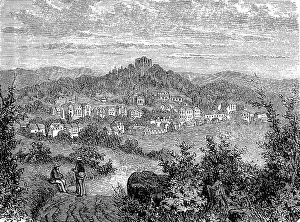 Historic German Townscape Prints: Liebenstein in Thuringia, Germany