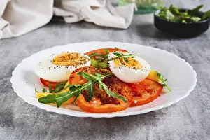 Tomato Salad Prints: Light appetizer of tomatoes, boiled egg