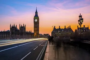 Westminster Bridge Motion Blur Prints: Light trails in front of Big Ben