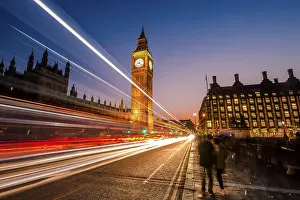 London Evening Sky Prints: Light trails in front of Big Ben