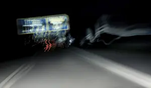 Long Exposure Road Traffic Prints: Light trails on a highway