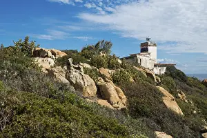 Sardinia Lighthouse Prints: Lighthouse with cacti and rocks
