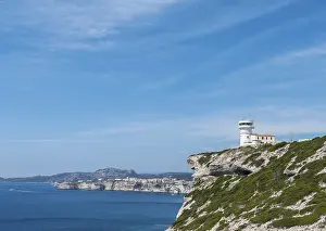 Chalk Cliffs Corsica Prints: Lighthouse with chalk cliffs, Bonifacio