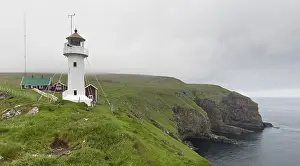Atlantic Ocean Cliffs Prints: Lighthouse and cliffs, Akraberg