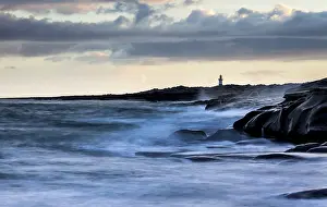 Long Exposure Coastal Photography Prints: Lighthouse by the coast, high tide