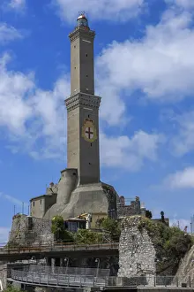 Northern Italy Landmark Prints: The lighthouse of Genoa, called Lanterna