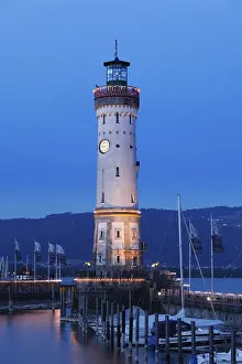 Lake Constance Germany Prints: Lighthouse at the harbour at dusk