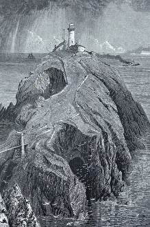 South Stack Wales Prints: Lighthouse at Holyhead, South Stack in 1860