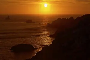 Lighthouse At Sunset Prints: Lighthouse at Point du Raz at sunset