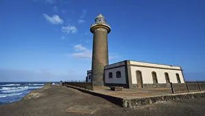 Blue Sky Cloudy Landscapes Prints: Lighthouse, super wide angle, whole building