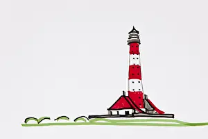 Westerheversand Lighthouse Prints: Lighthouse, Westerheversand, drawing