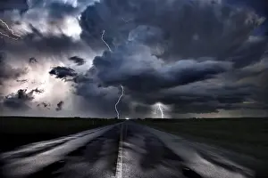 Dark And Gloomy Skies Prints: Lightning Storm Clouds Canada Saskatchewan Dramatic Summer