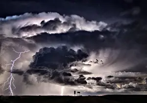Bad Weather Forecast Canada Prints: Lightning Storm Clouds Canada Saskatchewan Dramatic Summer