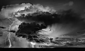 Bad Weather Forecast Canada Prints: Lightning Storm Clouds Canada Saskatchewan Dramatic Summer