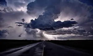 Nimbostratus Cloud Formation Prints: Lightning Storm Clouds Canada Saskatchewan Dramatic Summer