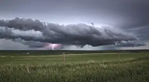 Dark Cloudy Skies Canada Prints: Lightning Storm Clouds Canada Saskatchewan Dramatic Summer