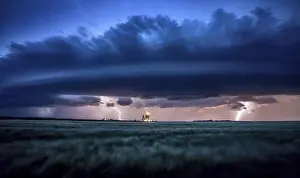 Bad Weather Forecast Canada Prints: Lightning Storm Clouds Canada Saskatchewan Dramatic Summer
