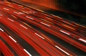Colourful Street Scene Prints: Lights of traffic