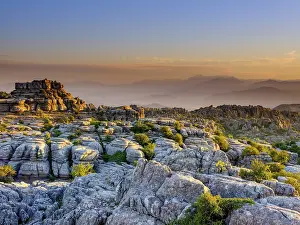 Evening Sun In Andalusia Spain Prints: Limestone rock formations at sunset