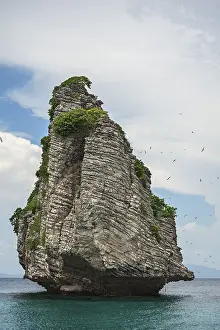 Deserted Island Scene Prints: Limestone rock island at Ko Phi Phi