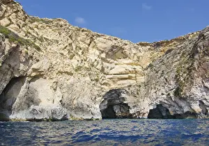Turquoise Water Scene Prints: Limestone rocks with caves