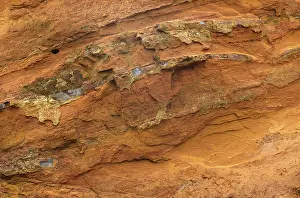 Protected Area In Central Europe Prints: Lines and structures, reddish rock of limonite