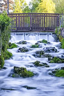 North Rhine Westphalia Landscapes Prints: Lippe waterfall at the source of the river Lippe