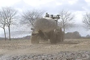 Agricultural Cultivation Methods Prints: Liquid manure is distributed on field
