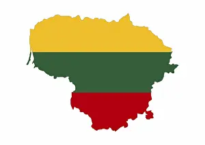 Prints of Lithuania country flag map shape national symbol Map Prints: Lithuania Country Flag Map Shape Print