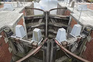 Prints of Lock at Stade harbour Lower Saxony Prints: Lock at Stade harbour Print - Germany