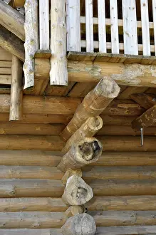 Deserted Timber Building Prints: Detail of a log cabin