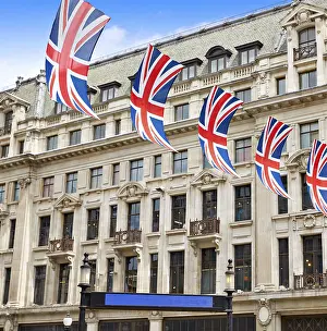 Prints of London UK flags in Oxford Street W1 Westminster England Oxford Prints: London UK Flags Print in Oxford Street W1 Westminster England