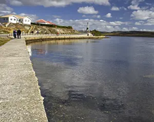 Falkland Islands Landscape Prints: Long cobbled path along the sheltered bay