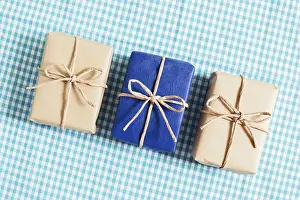 Gift Box Packaging Prints: Lots of Gift boxes on blue background