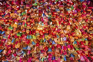 Images Dated 5th May 2024: Love Locks on North Sea Beach Print, St. Peter Ording, Germany