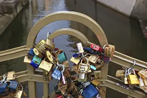 Couple In Bohemia Prints: Lover's lock on a railing
