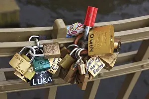 Czech Republic Landmark Prints: Lover's lock on a railing