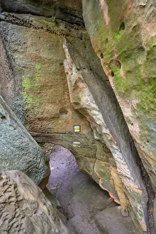 Deserted Sandstone Rock Formations Prints: Low passage at the sandstone cliffs of